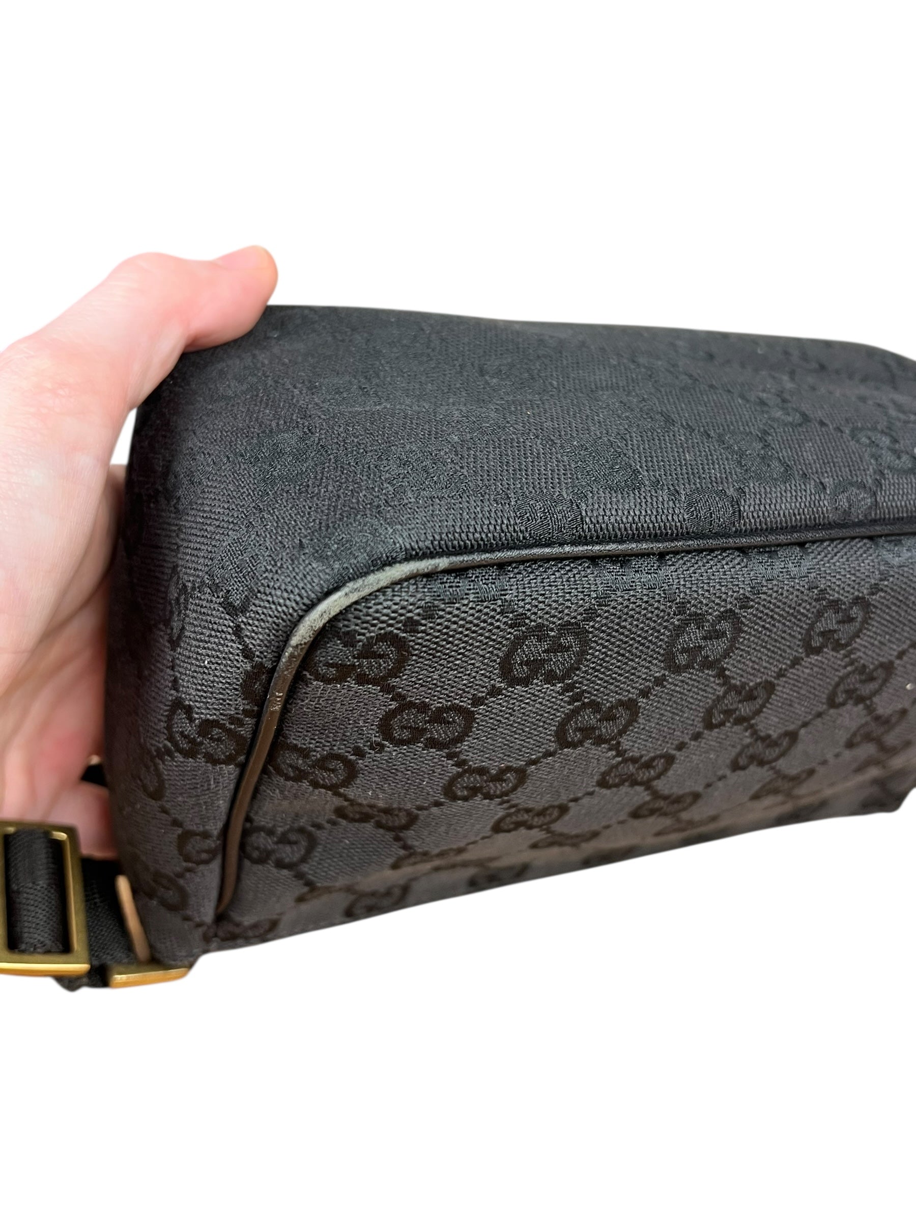 Gucci Vintage GG Black Canvas Pochette