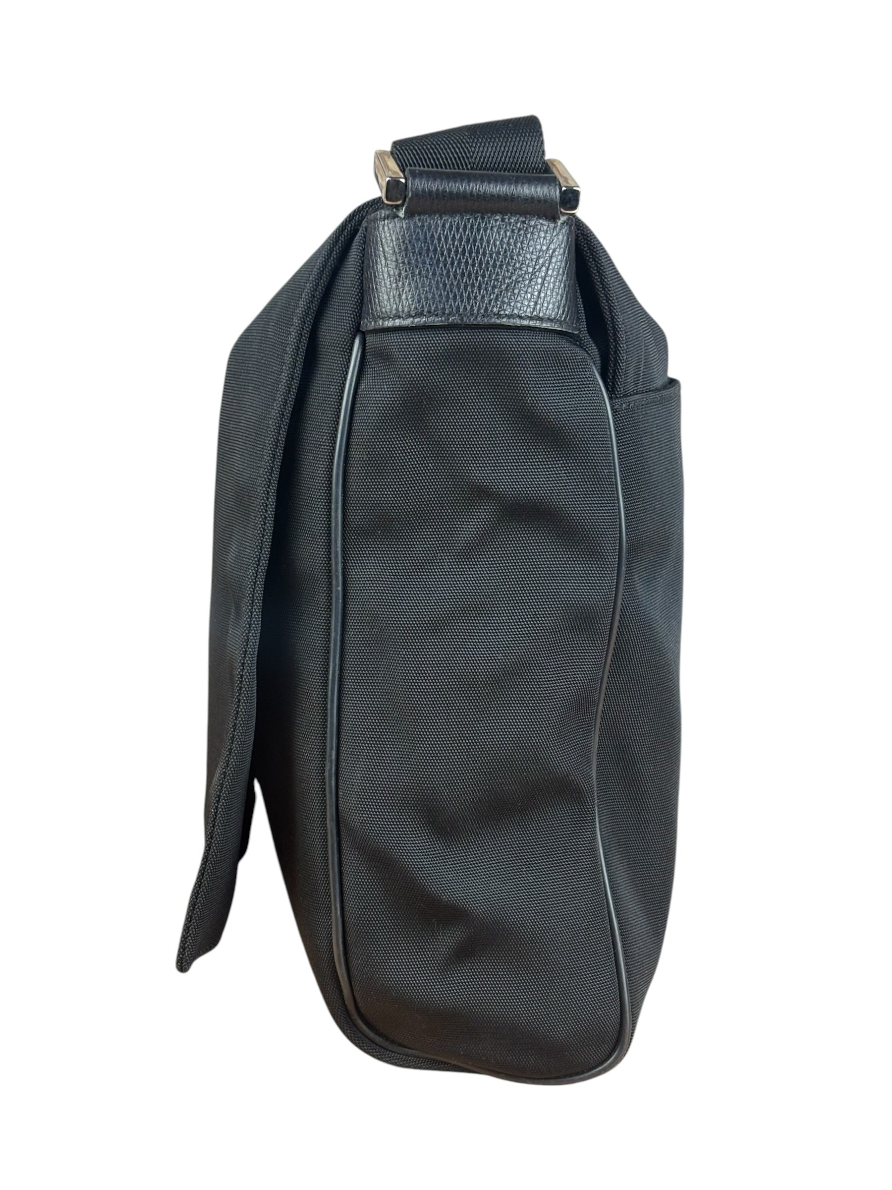 Gucci Black Canvas Flap Messenger Bag