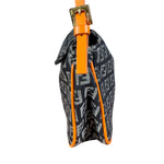 Fendi Orange Leather Trim Zucca Pochette