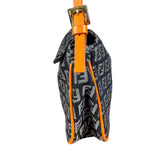 Fendi Orange Leather Trim Zucca Pochette