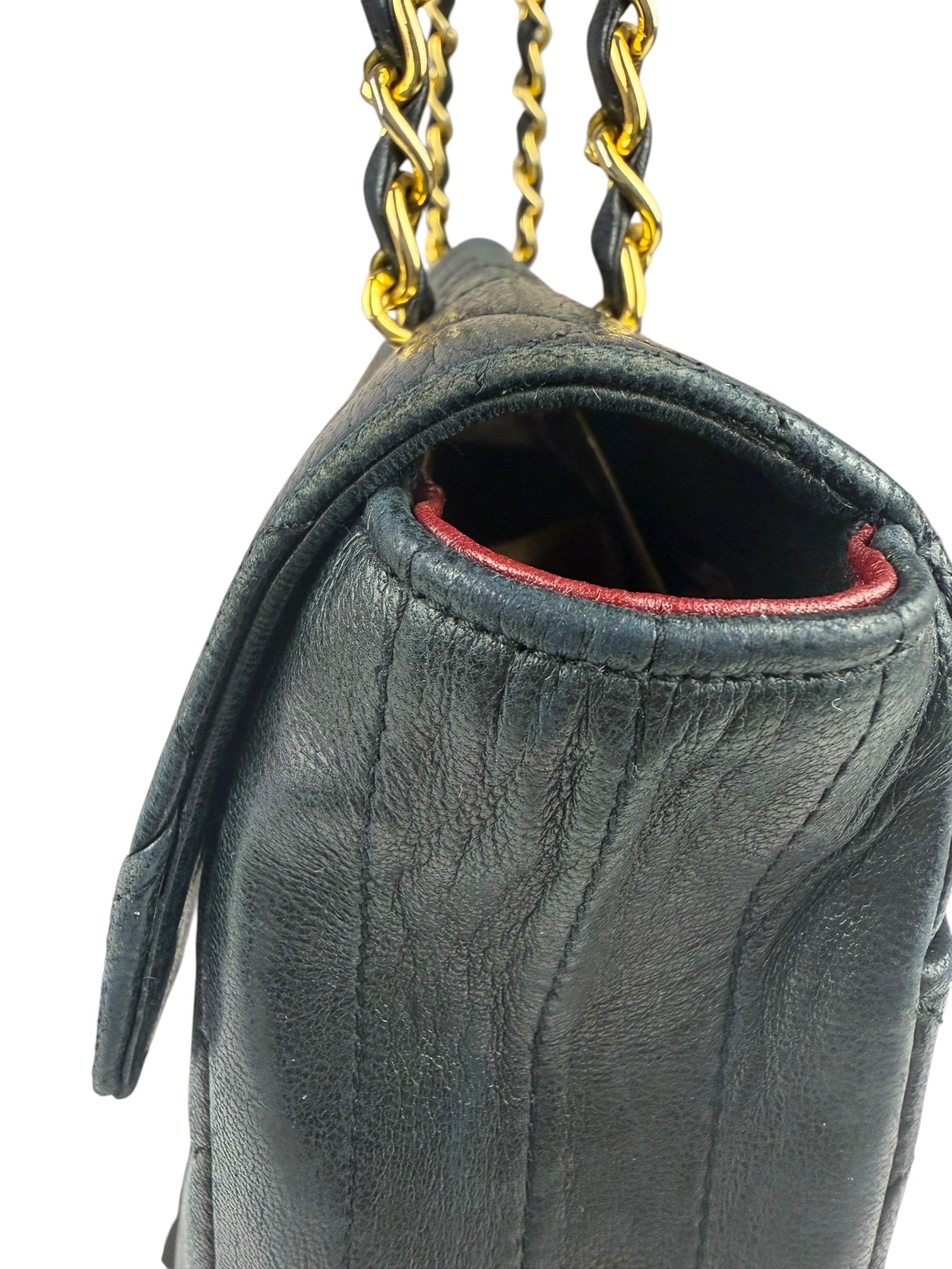Chanel Black Quilted Lambskin Half Moon Flap 1989