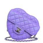 Chanel CC In Love Purple Quilted Leather Heart Bag 2022