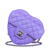 Chanel CC In Love Purple Quilted Leather Heart Bag 2022