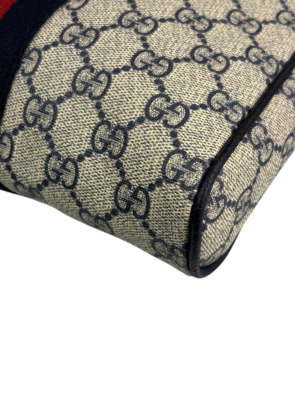 Gucci Navy Leather GG Supreme Ophidia Small Messenger Bag