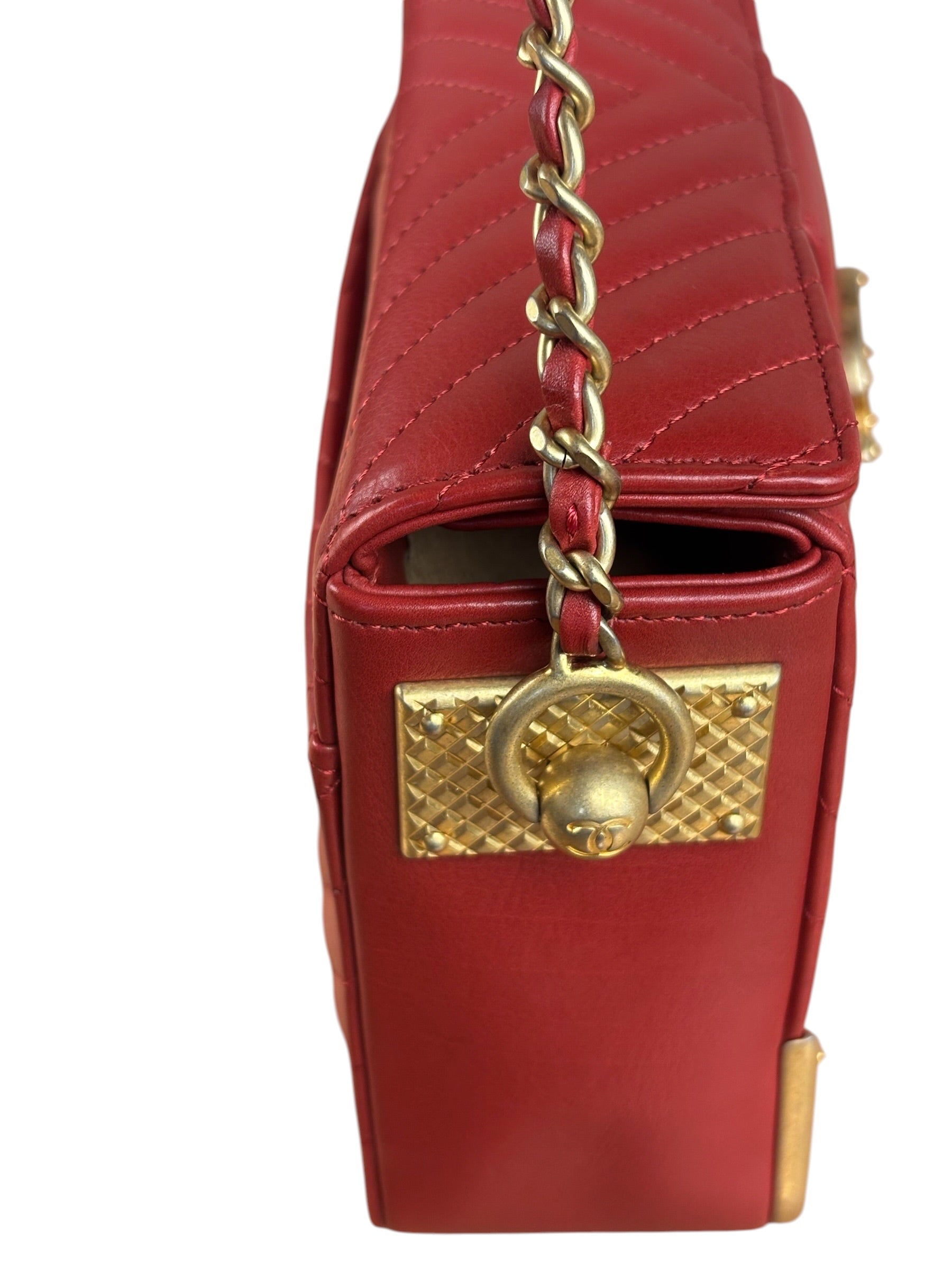 Chanel Red Quilted Leather Rock The Corner Minaudiere Shoulder Bag 2018