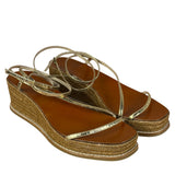 Jimmy Choo Brown Drive Metallic Wedge Espadrille Sandals