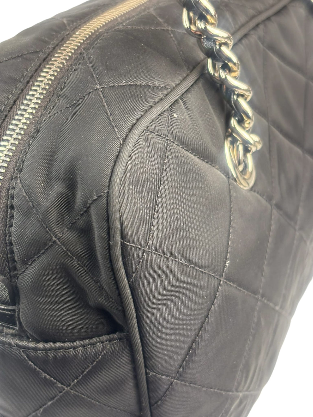 Prada Black Quilted Tessuto Nylon/Leather Trim Large Camera Bag