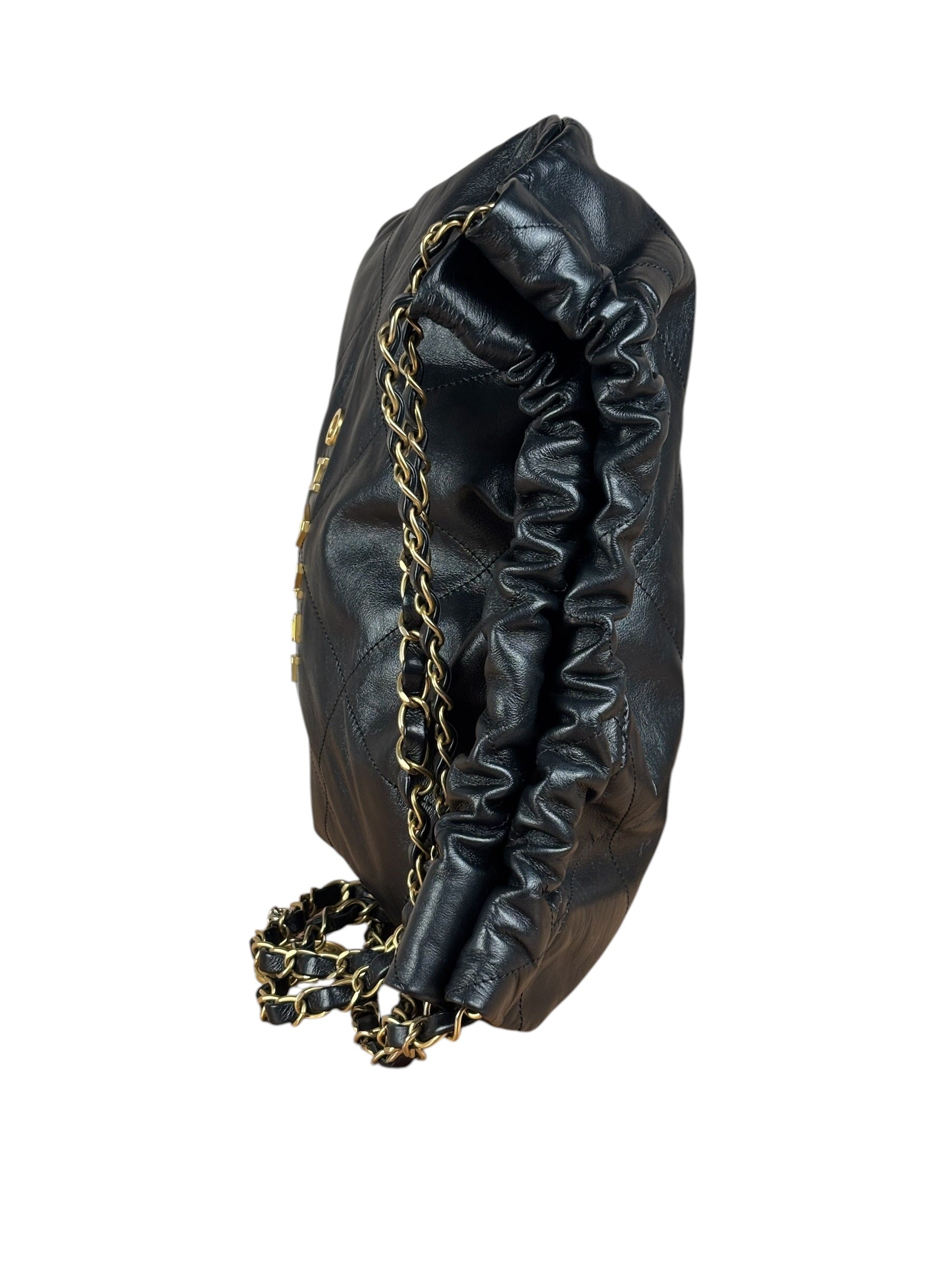 Chanel Black Quilted Leather 22 Chain Hobo Bag 2021
