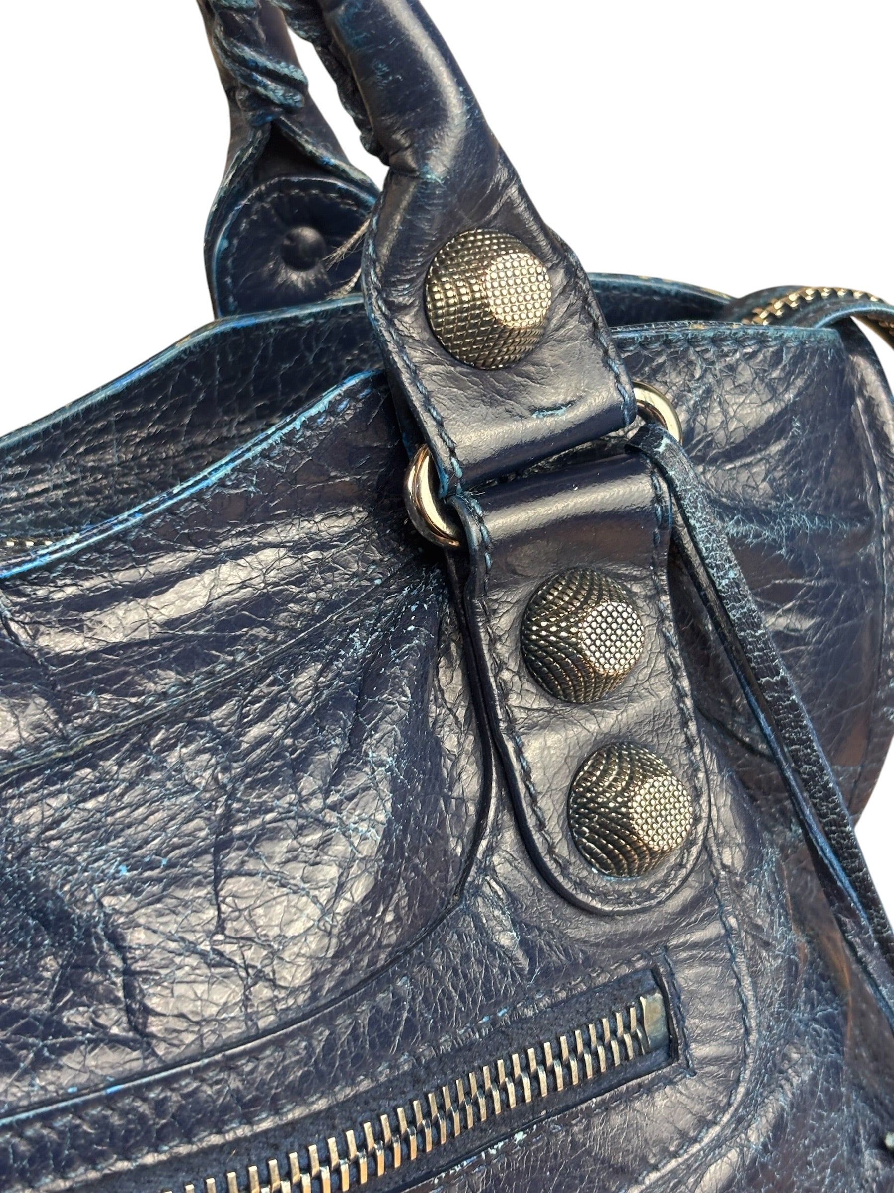 Balenciaga Navy Blue Giant Hardware City Bag