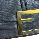 Fendi Black Leather Mini Chain Baguette