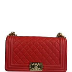 Chanel Red Quilted Caviar Boy Flap Bag 2019
