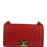 Chanel Red Quilted Caviar Boy Flap Bag 2019