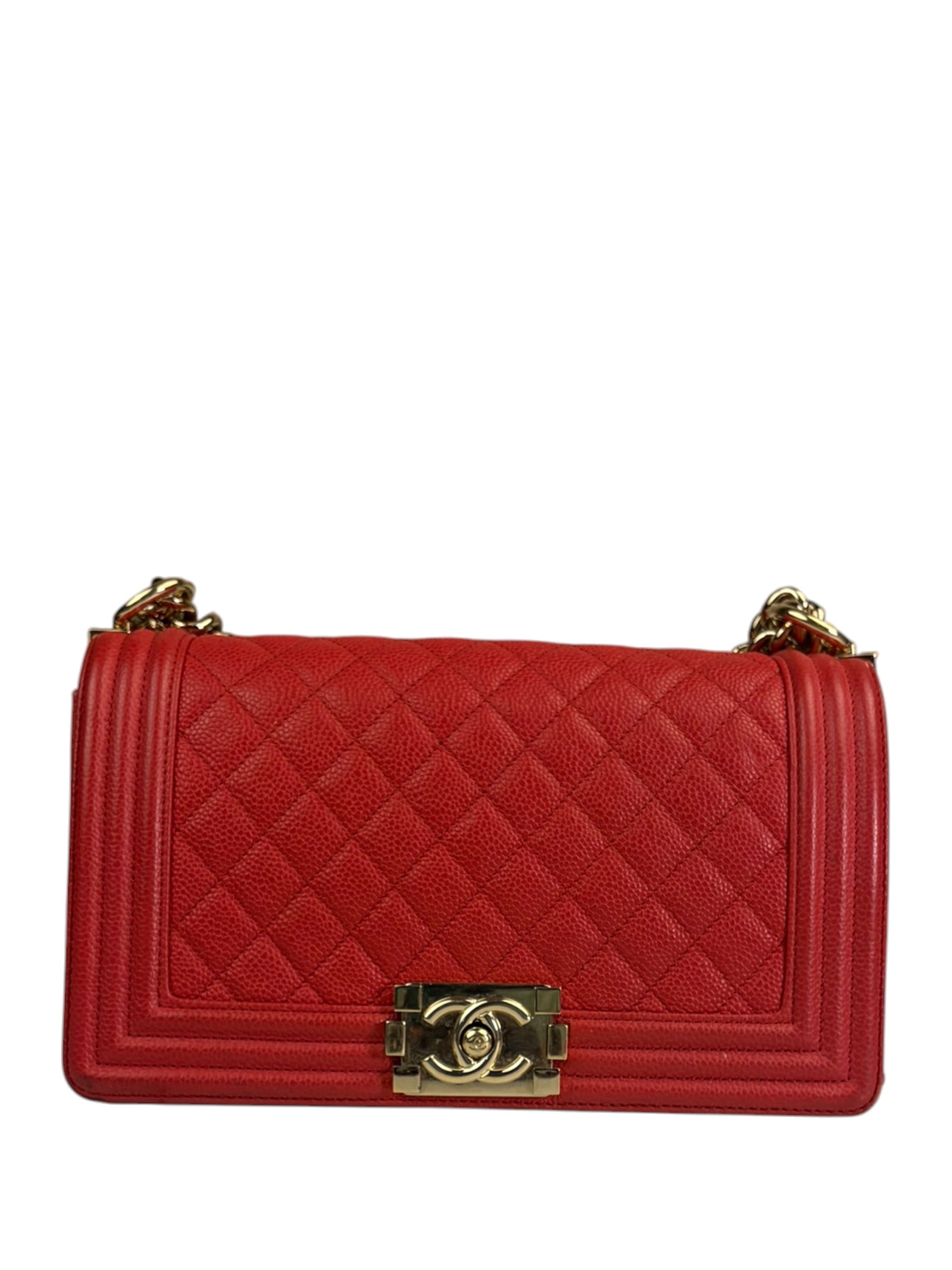 Chanel Red Quilted Caviar Boy Flap Bag 2019