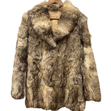 Vintage Dark Brown/Beige Collared Fur Coat
