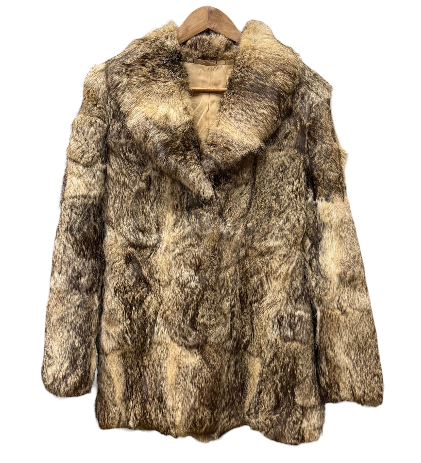 Vintage Dark Brown/Beige Collared Fur Coat