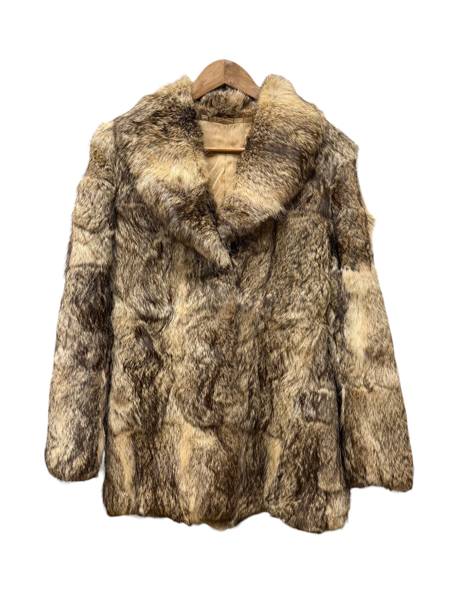 Vintage Dark Brown/Beige Collared Fur Coat