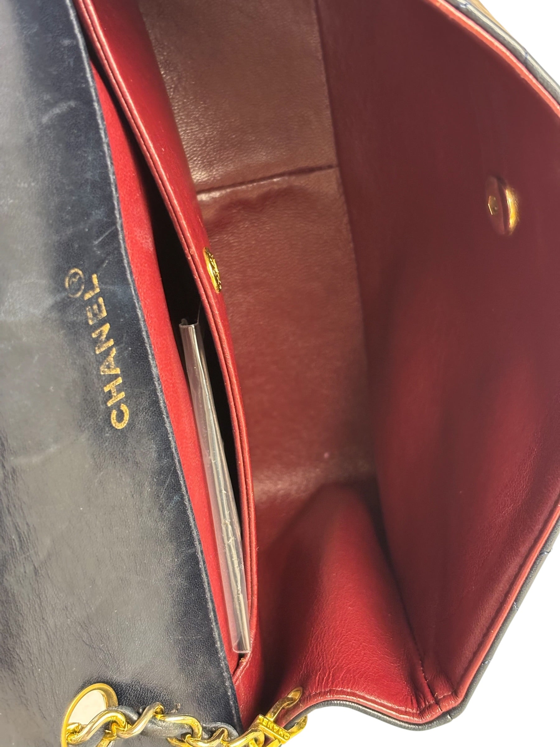 Chanel Vintage Navy Quilted Lambskin Flap Bag 1989