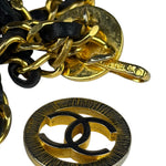 Chanel Leather Chain Strap Belt Black/Gold Tone