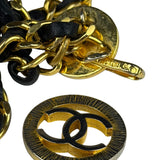 Chanel Leather Chain Strap Belt Black/Gold Tone