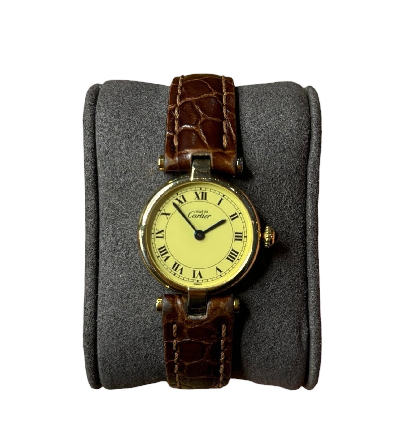 Cartier Must De Vendome Brown Leather Strap