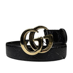 Gucci Black Monogram GG Buckle Belt