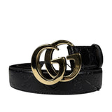 Gucci Black Monogram GG Buckle Belt