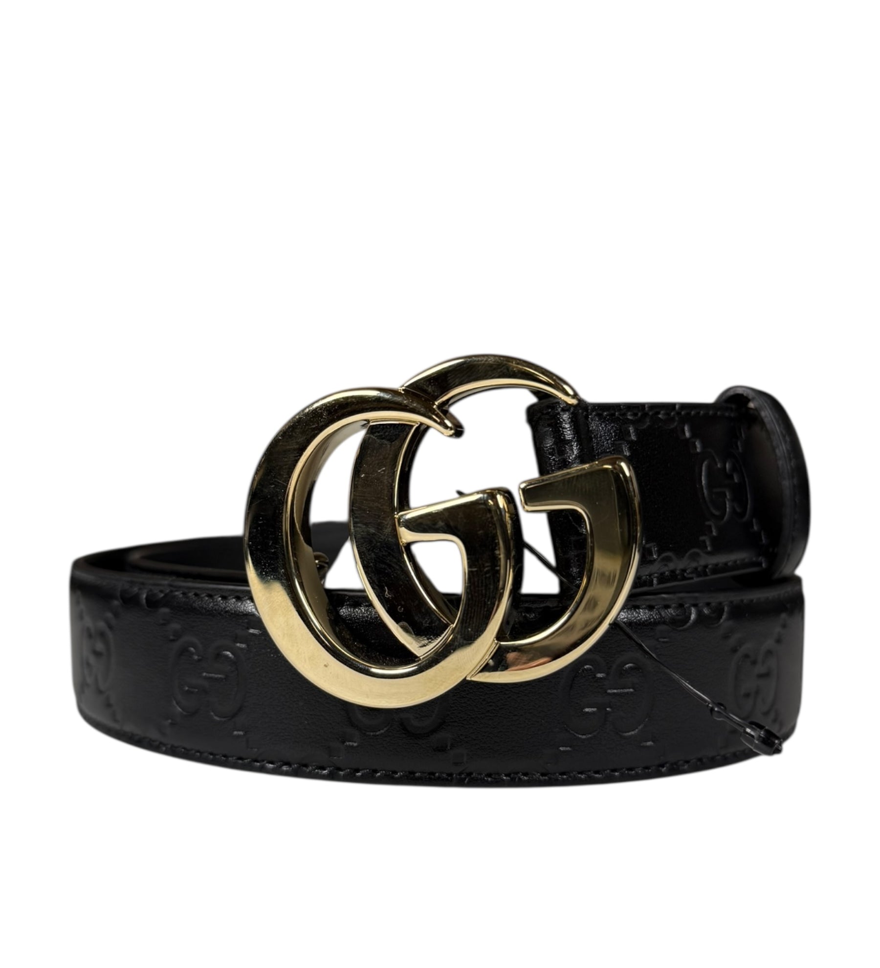 Gucci Black Monogram GG Buckle Belt