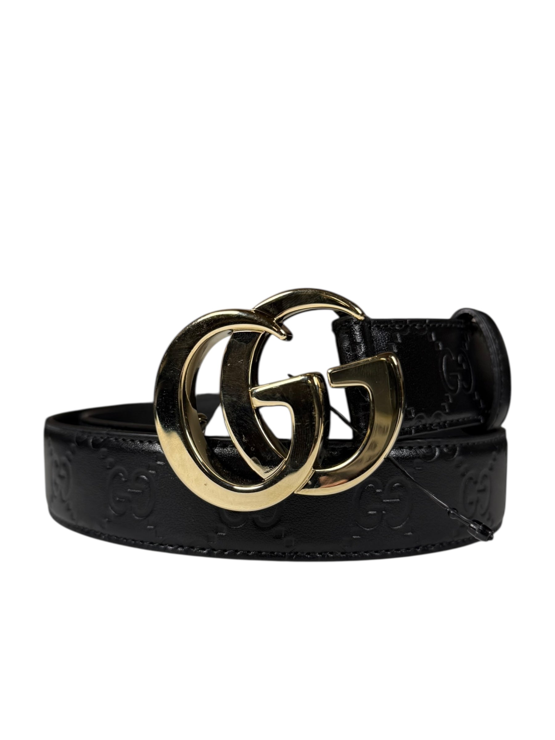 Gucci Black Monogram GG Buckle Belt