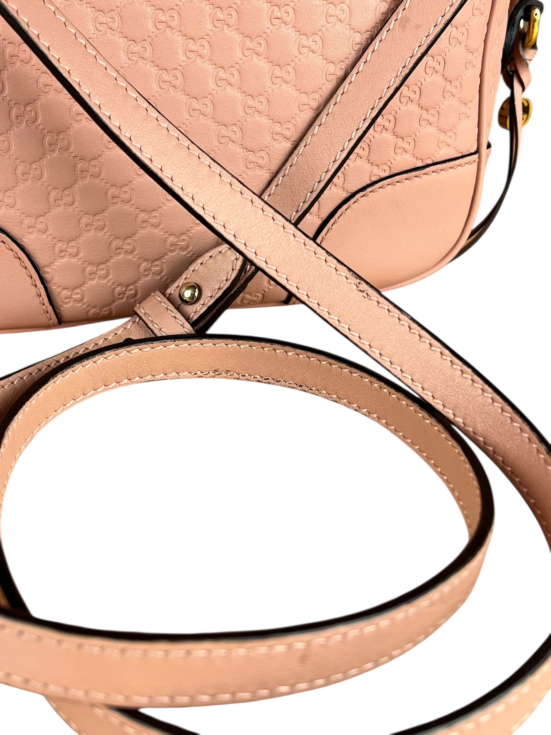 Gucci Bree Microguccissima Leather Camera Bag Pink