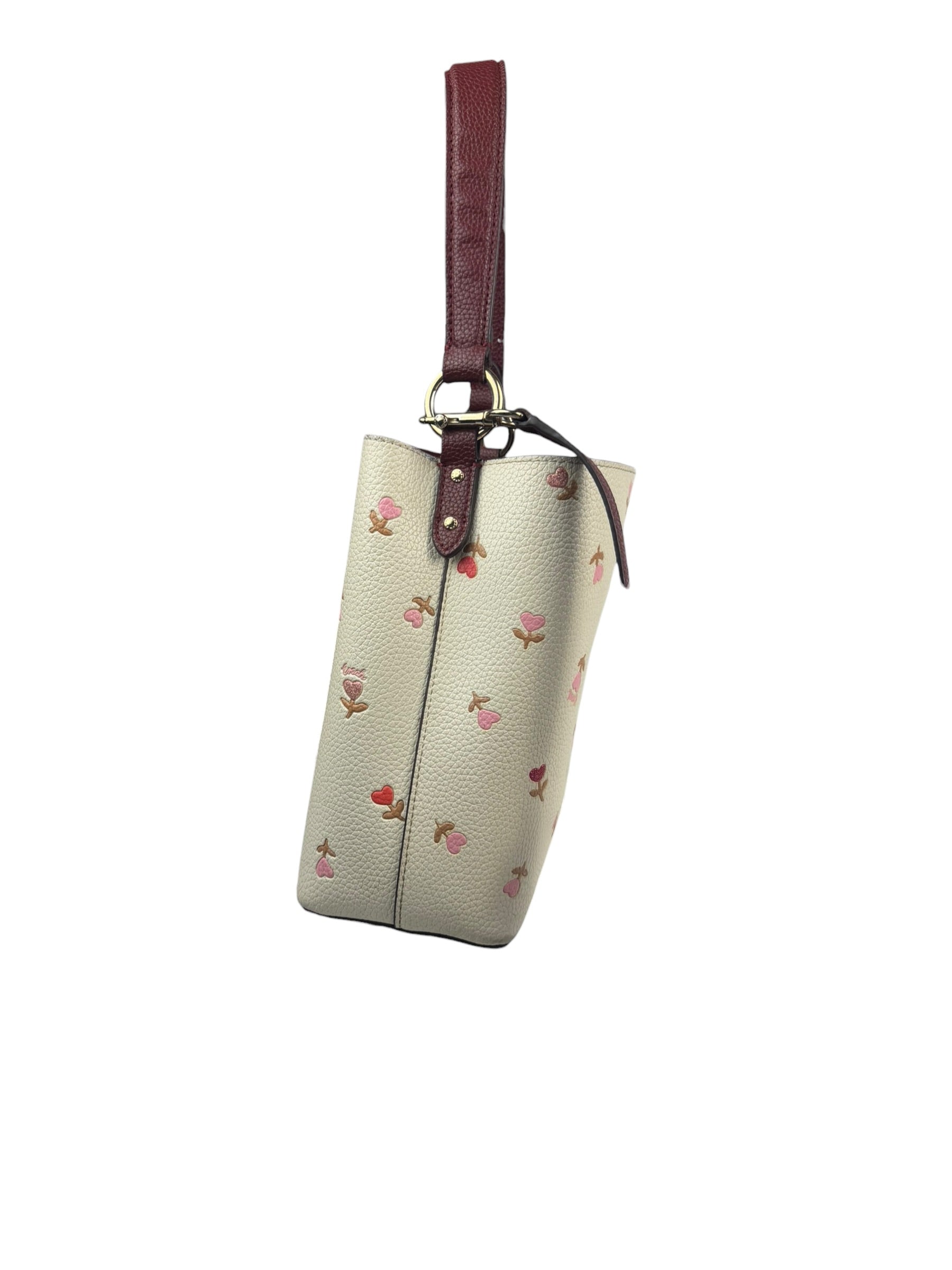 Coach Cream/Burgundy Small Town Bucket Bag