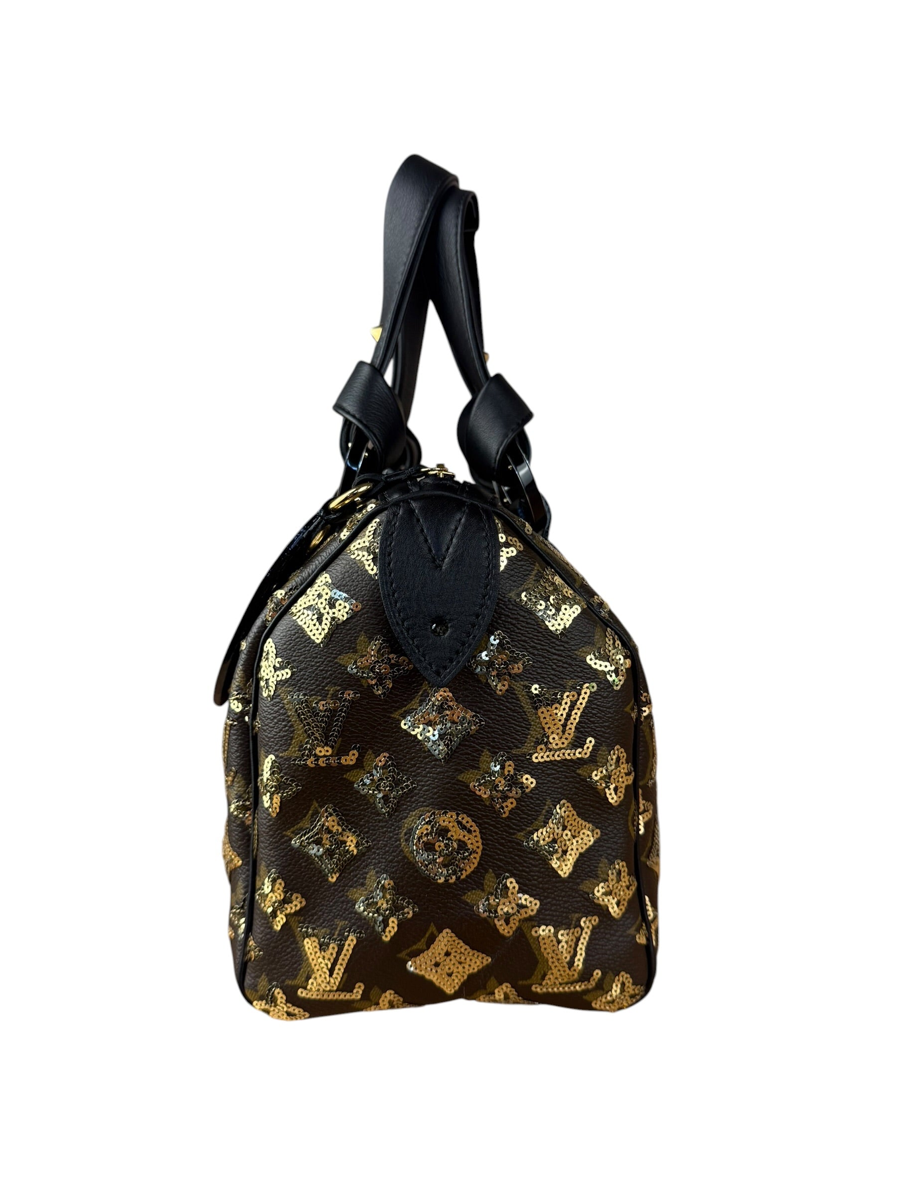 Louis Vuitton Gold Sequins Monogram Speedy Eclipse 30