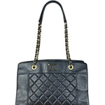 Chanel Vintage Black Quilted Mademoiselle Leather Shoulder Bag