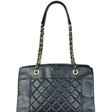 Chanel Vintage Black Quilted Mademoiselle Leather Shoulder Bag