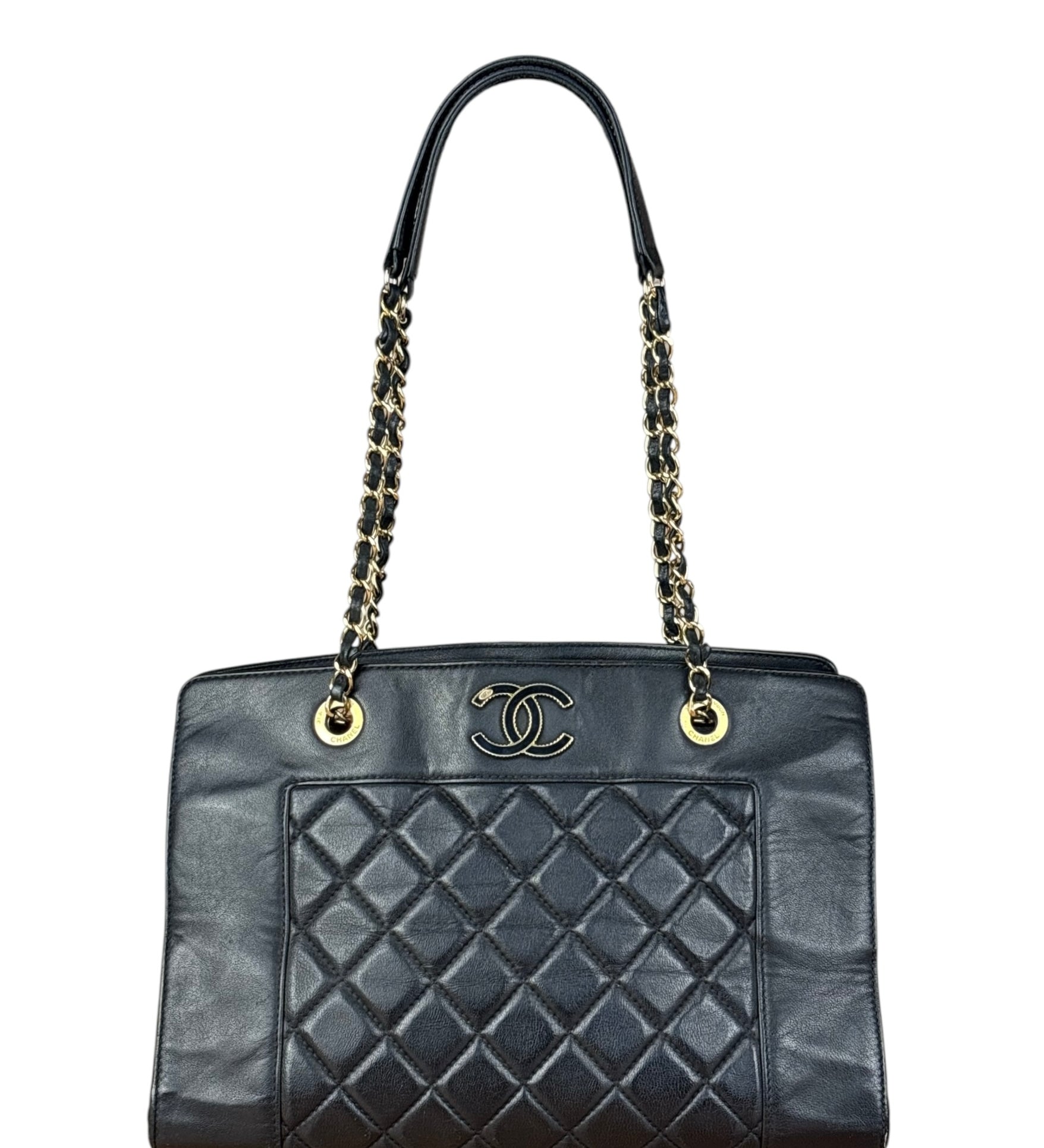 Chanel Vintage Black Quilted Mademoiselle Leather Shoulder Bag
