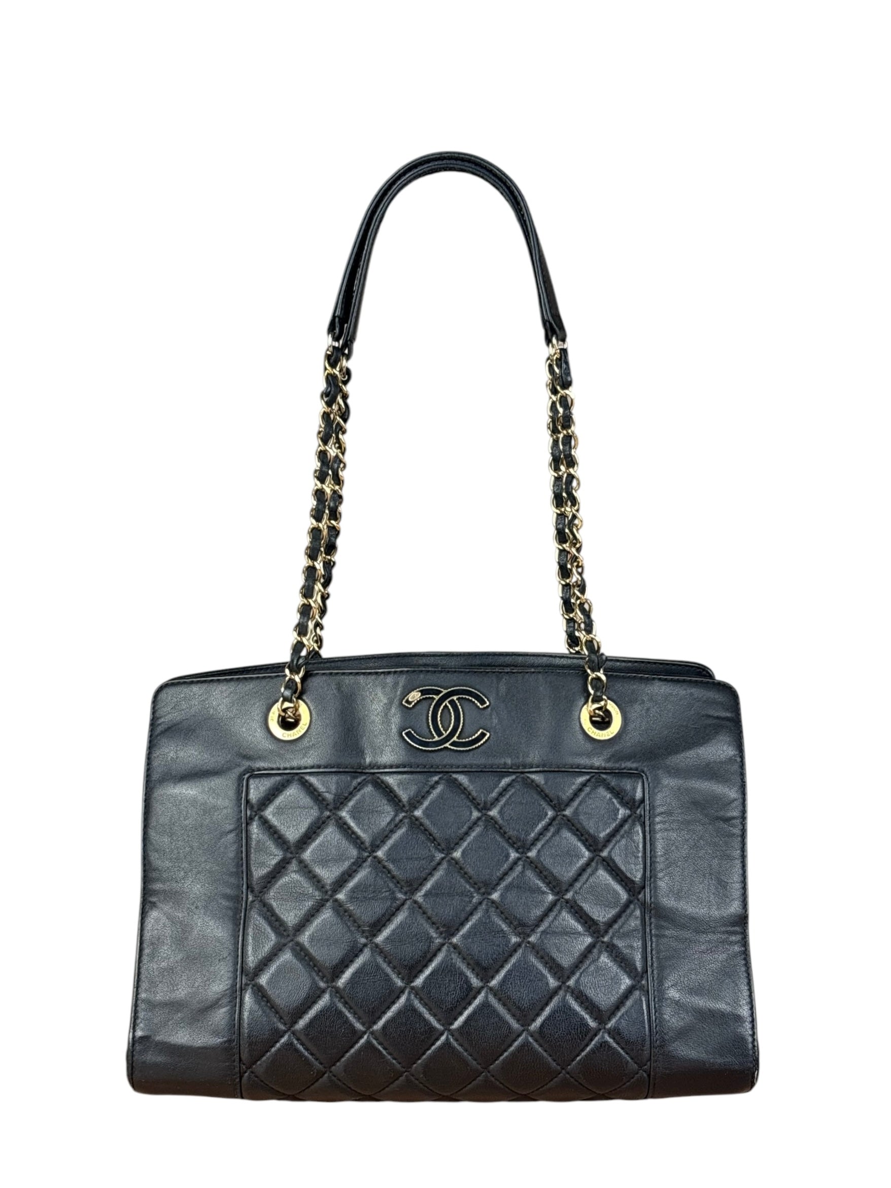Chanel Vintage Black Quilted Mademoiselle Leather Shoulder Bag