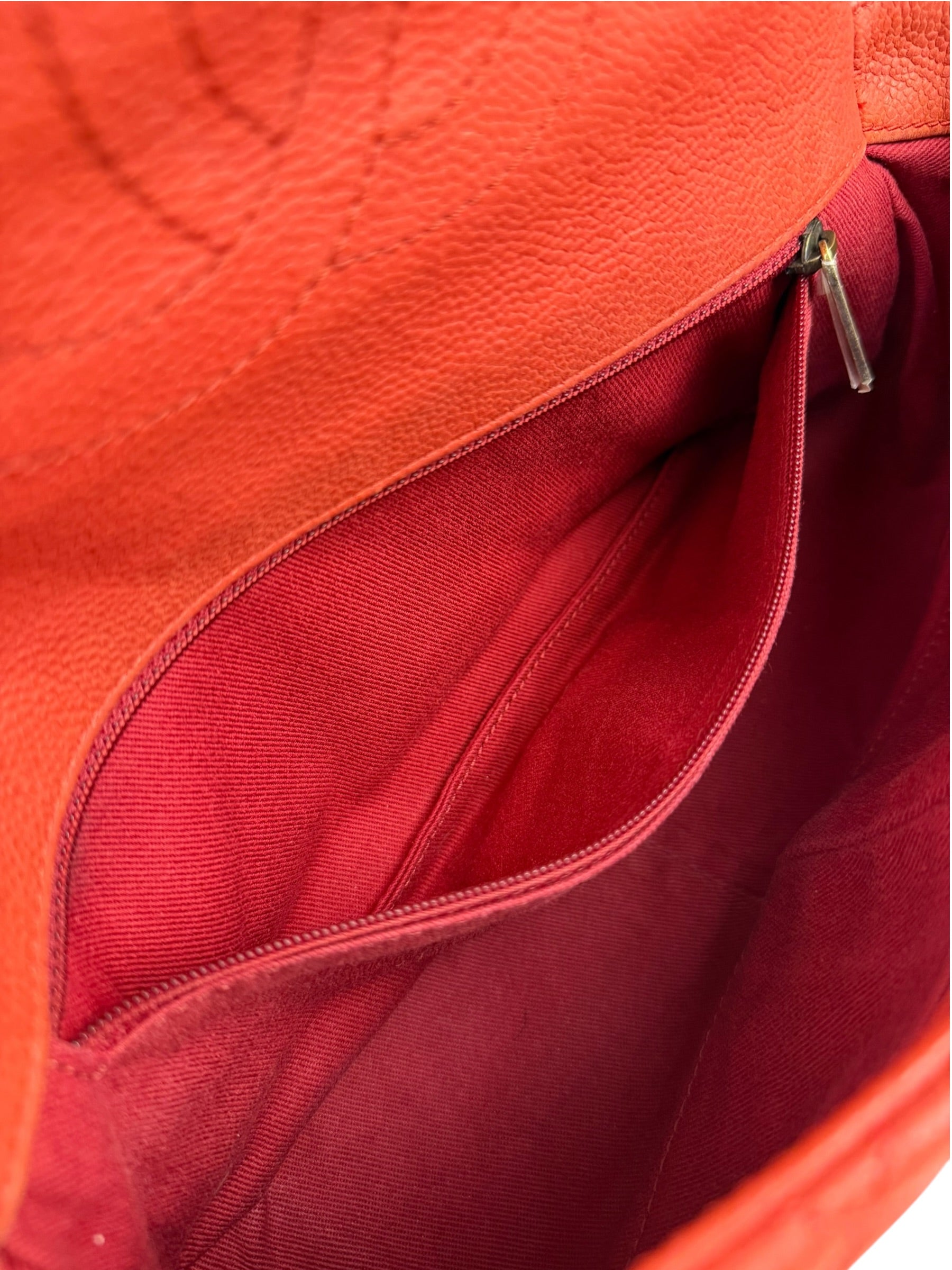 Chanel Red Quilted Caviar Leather Timeless Shoulder Bag 2012