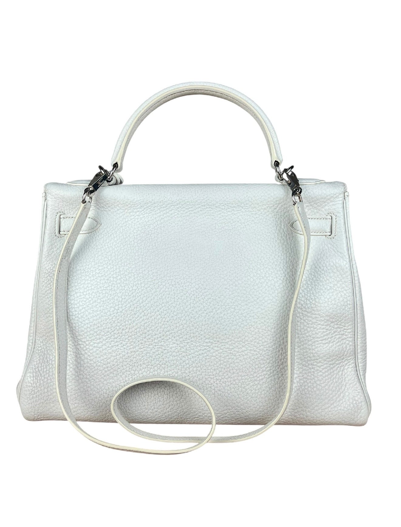 Hermes Kelly 32 White Clemence Leather Handbag 2008