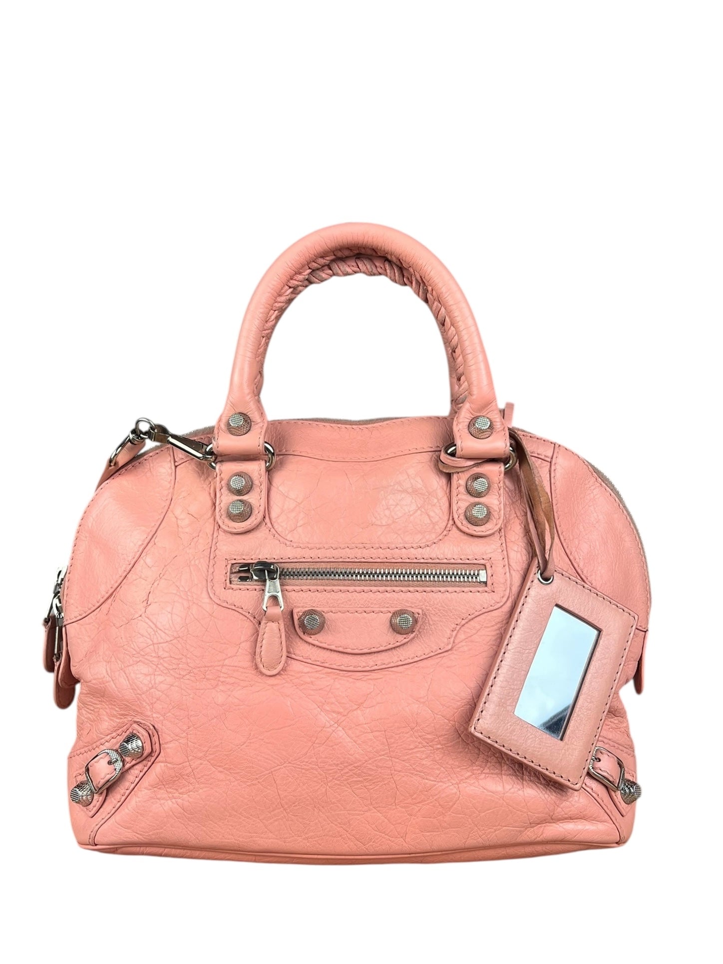 Balenciaga Pink Moto Leather Dome 2Way City Bag