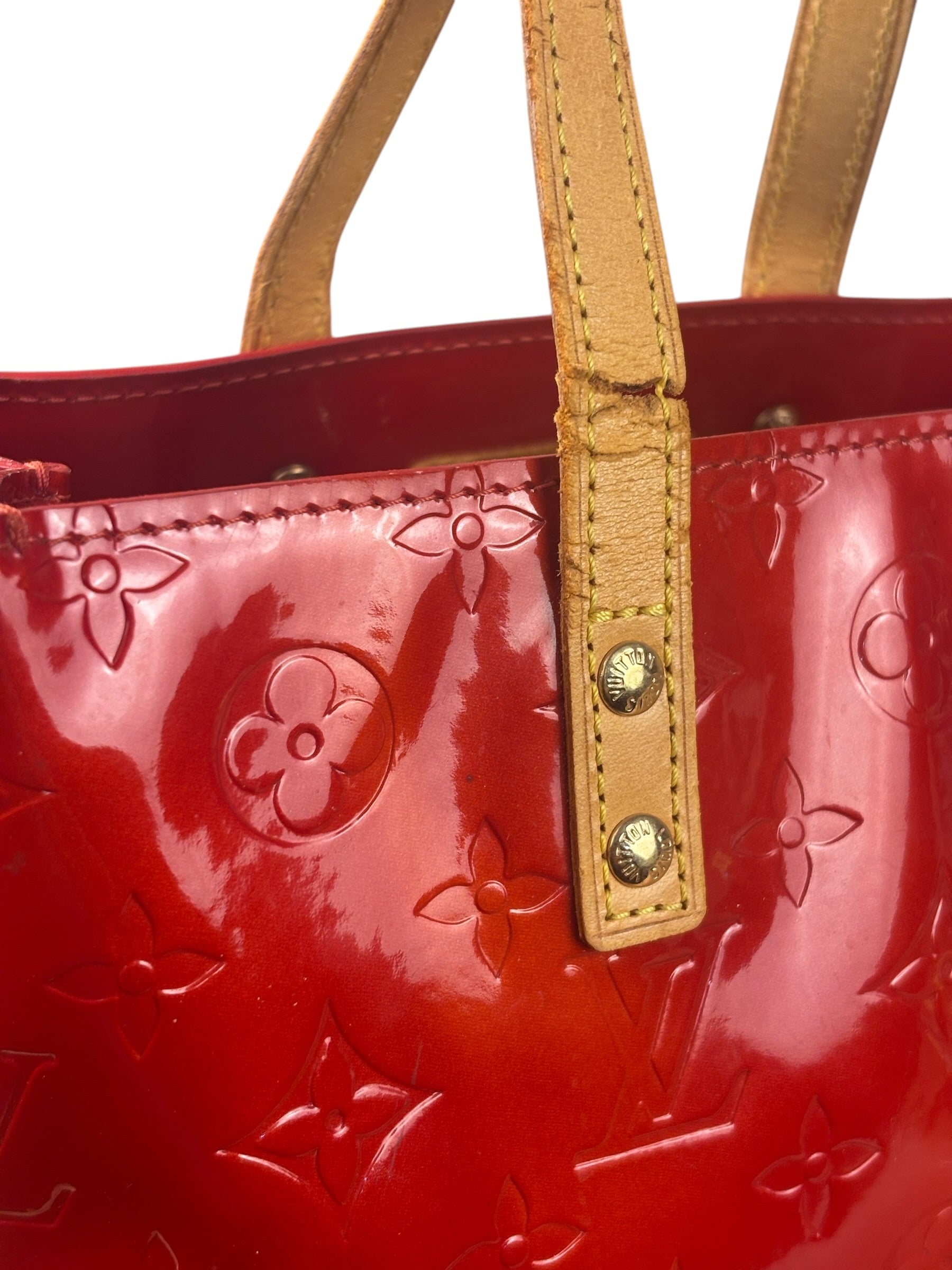 Louis Vuitton Red Canvas Monogram Vernis Hand Bag