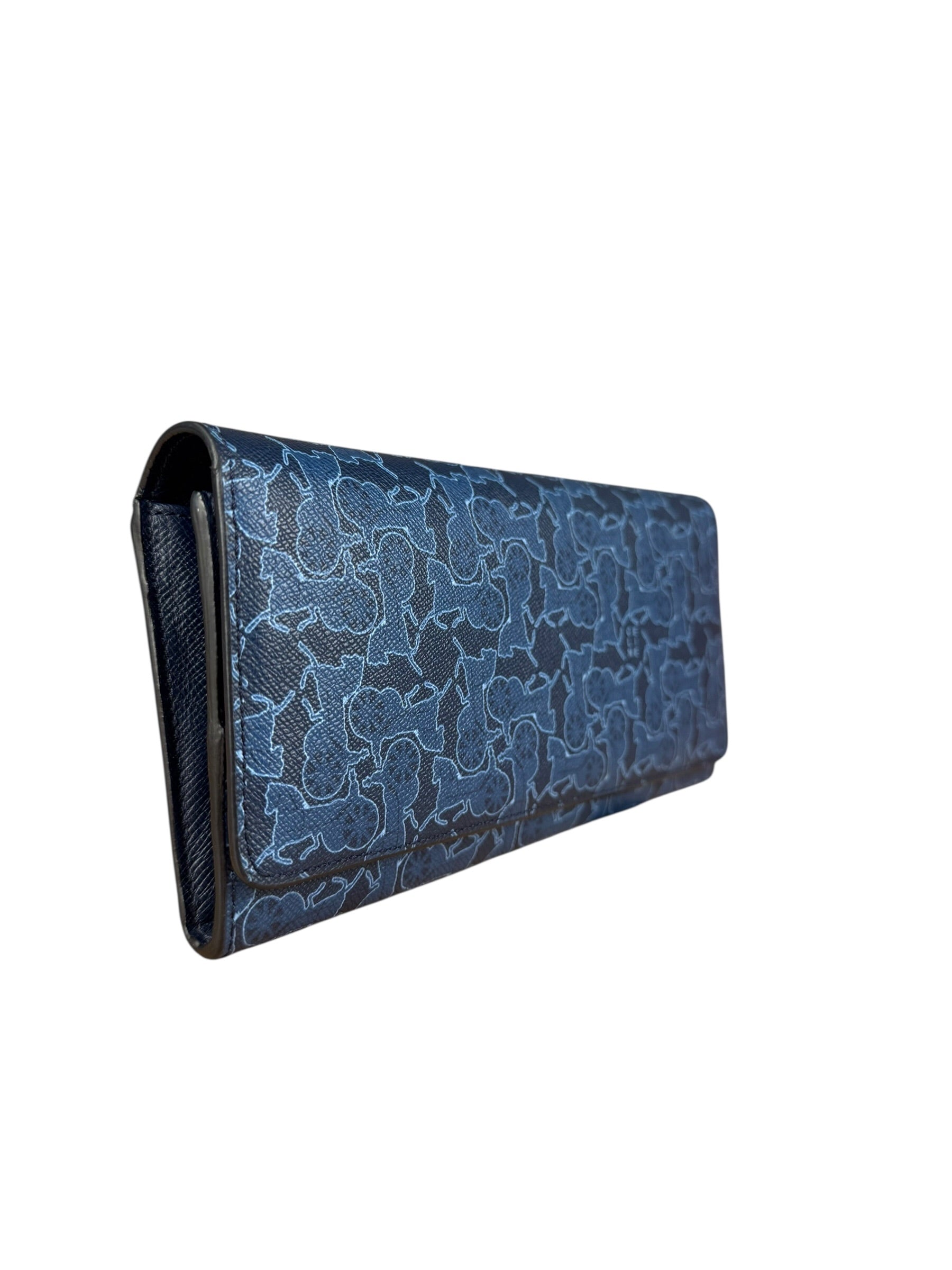 Celine Blue Coated Canvas Long Wallet