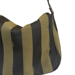 Fendi Green/Black Leather Trim Pequin Stripe Hobo Bag