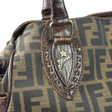 Fendi Vintage Brown Leather Trim Zucca De Jour Media Tote