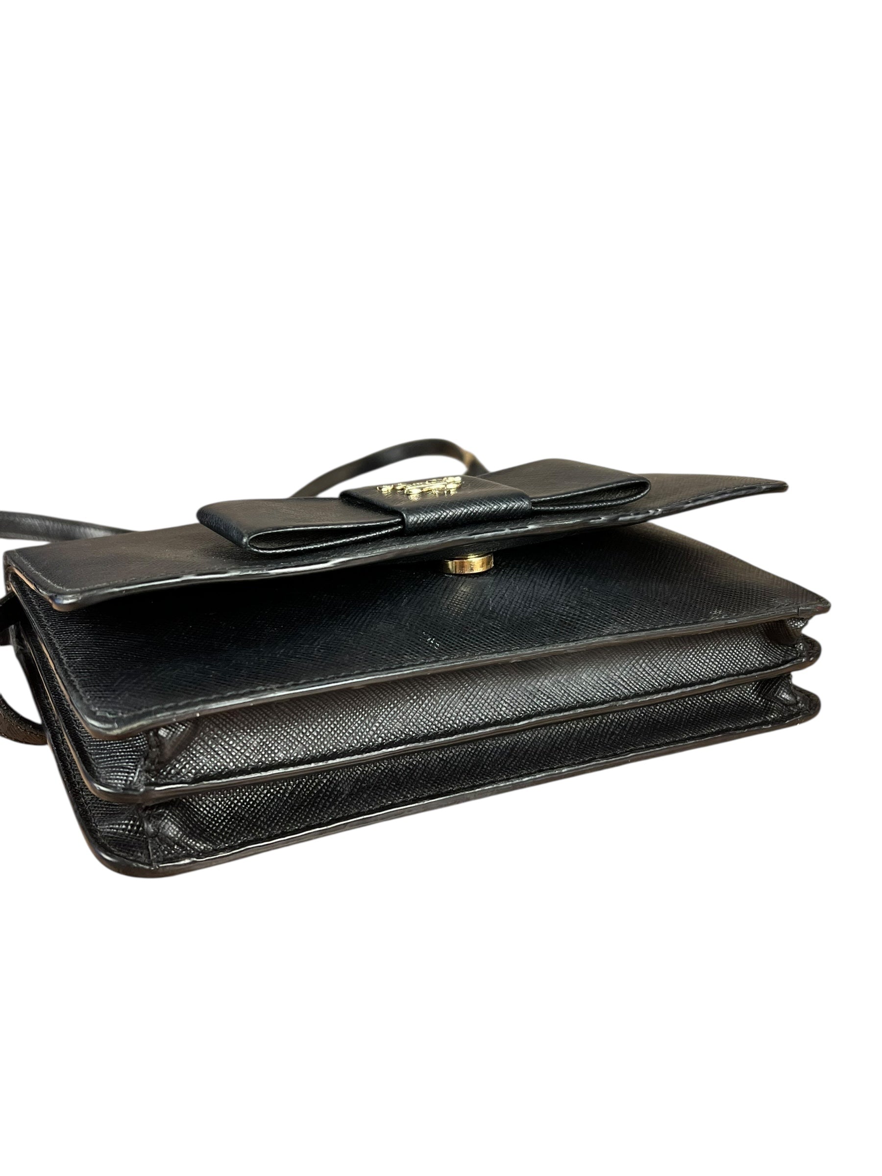 Prada Saffiano Lux Bow Crossbody Wallet