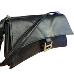 Balenciaga Crush Sling Shoulder Bag Black Leather