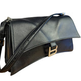 Balenciaga Crush Sling Shoulder Bag Black Leather