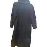 Vintage Black Wool Fox Fur Collared Long Coat