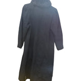 Vintage Black Wool Fox Fur Collared Long Coat