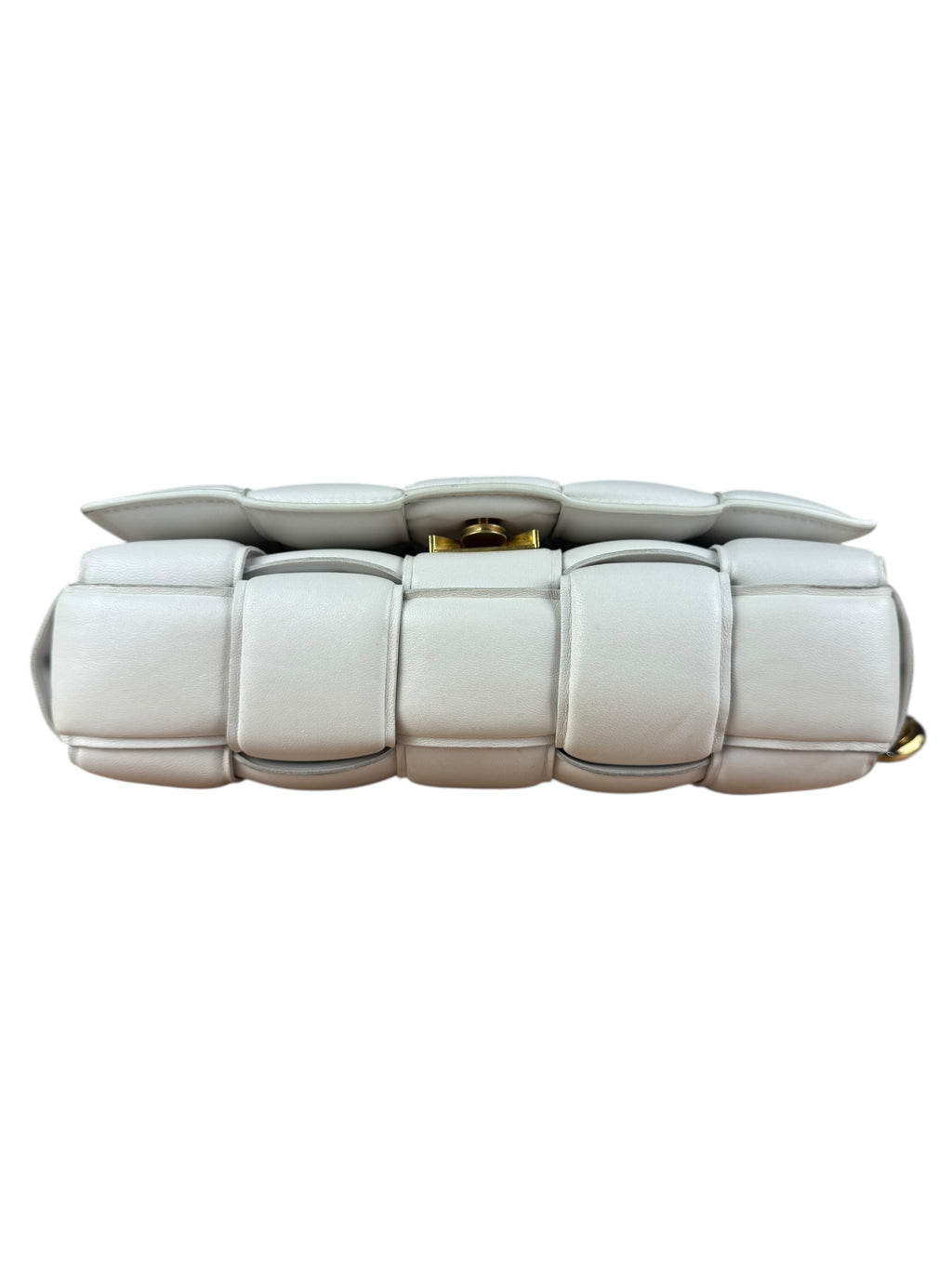 Bottega Veneta White Leather Padded Cassette Chain Bag