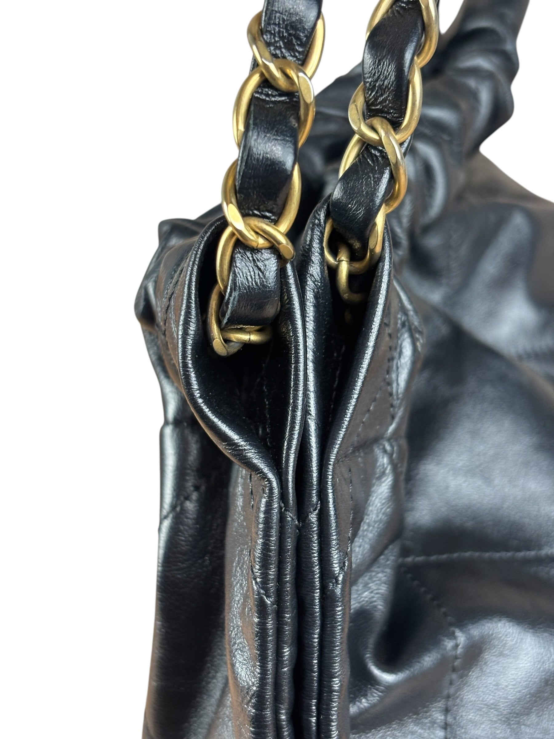 Chanel Black Quilted Leather 22 Chain Hobo Bag 2021