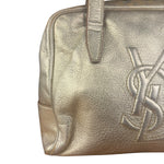 Yves Saint Laurent Gold Leather Embossed YSL Logo Handbag